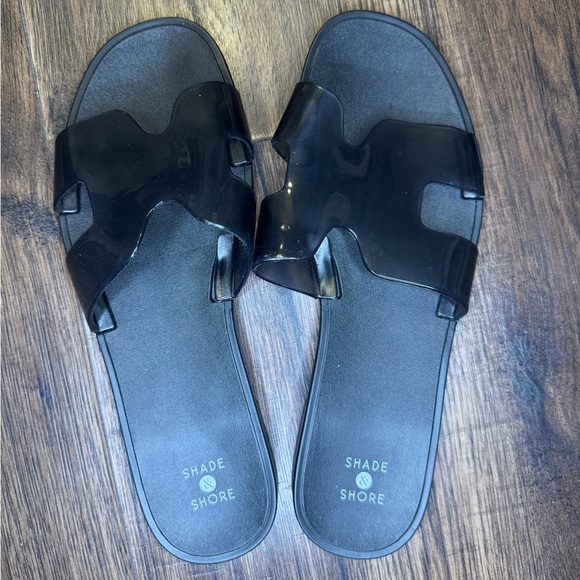 Shade & Shore Black Women's Bonnie Jelly Slide Sandals size 9 - Picture 1 of 5